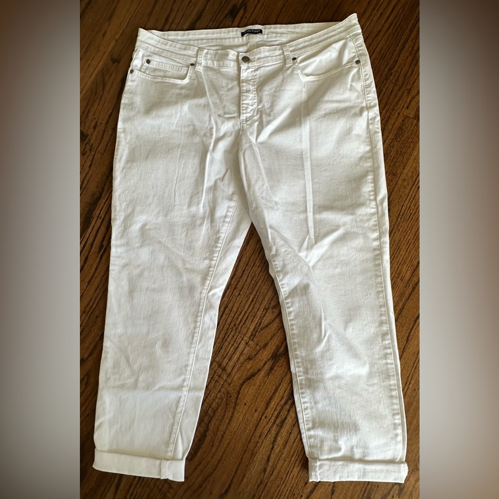 Eileen Fisher White Jeans 14